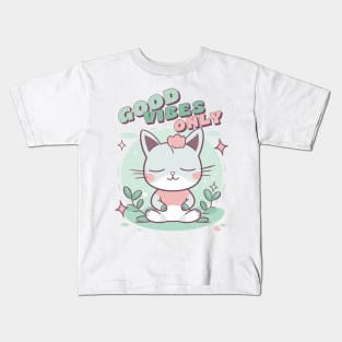 Good Vibes Only - Meditating Zen Kitty Kids T-Shirt